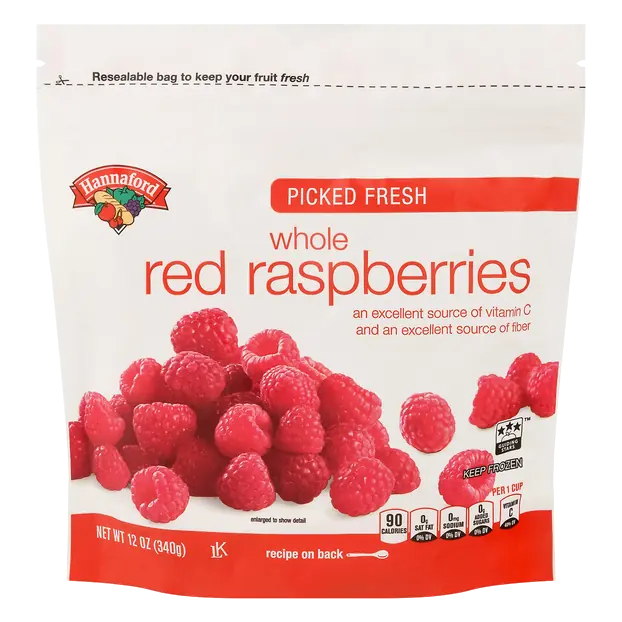 Picked Fresh Whole Red Raspberries Frozen