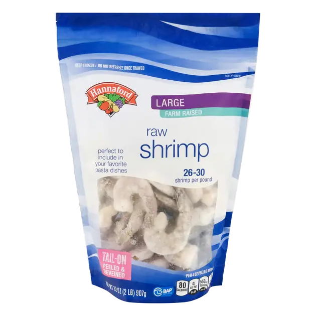 Raw Tail-On Large Shrimp apx 26-30 ct per lb Frozen