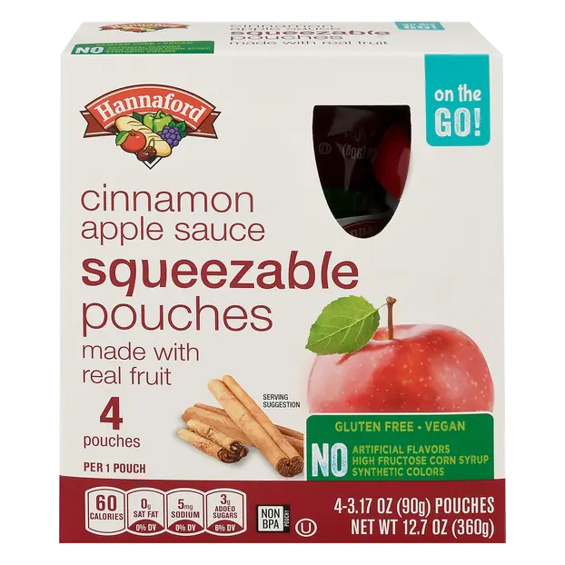 Squeezable Cinnamon Apple Sauce Pouches - 4 ct
