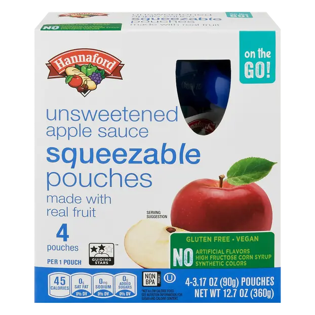 Squeezable Unsweetened Apple Sauce Pouches - 4 ct