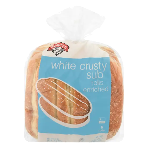 White Crusty Sub Rolls - 6 ct