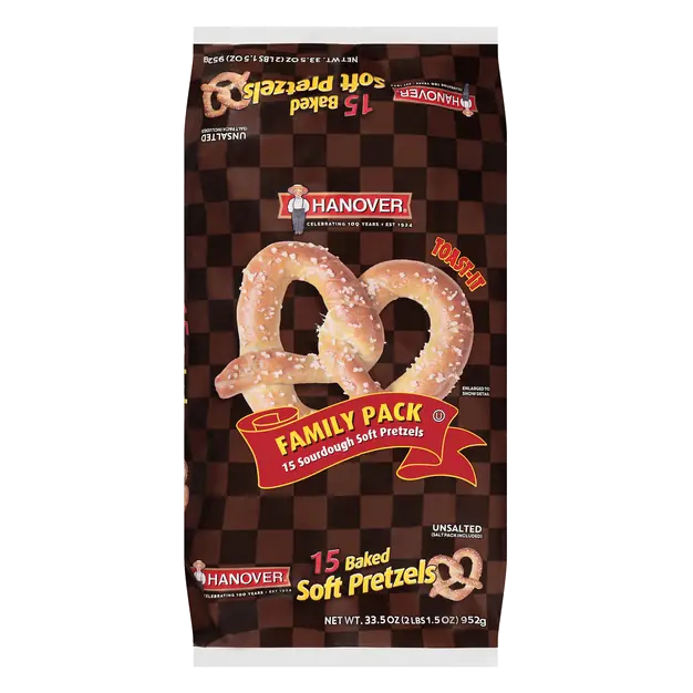 Unsalted Baked Sourdough Soft Pretzels Family Pack - 15 ct Frozen