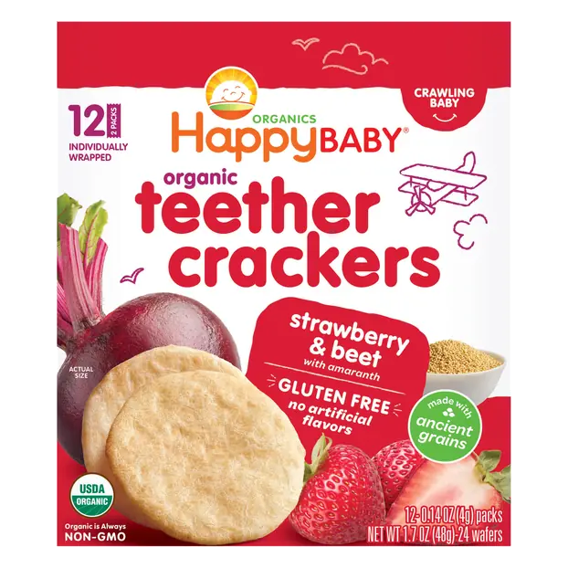 Organics Gluten Free Strawberry & Beet Teether Crackers - 12 ct