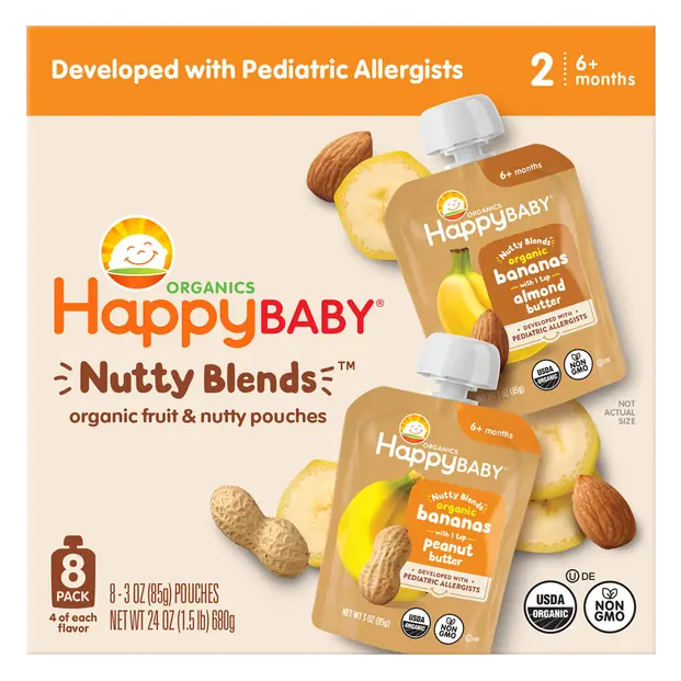 Organics Nutty Blends Banana & Almond Butter Pouches - 8 ct