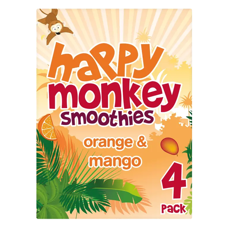 Happy Monkey Orange & Mango Smoothies 4 x 180ml