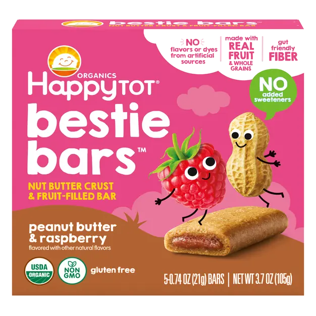Organics Peanut Butter & Raspberry Bestie Bars - 5 ct