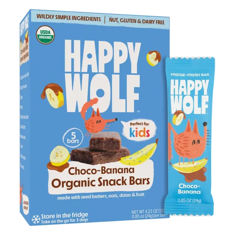 Happy Wolf Organic Kids Refrigerated Snack Bars, Choco-Banana, 4.23oz/5ct