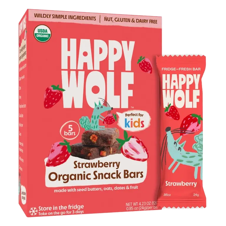 Happy Wolf Organic Kids Refrigerated Snack Bars, Strawberry, 4.23oz/5ct