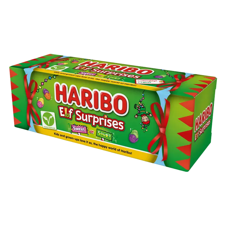HARIBO Elf Surprises Sweet & Sour Fruit Flavour Chewy Sweets Gift Tube 120g