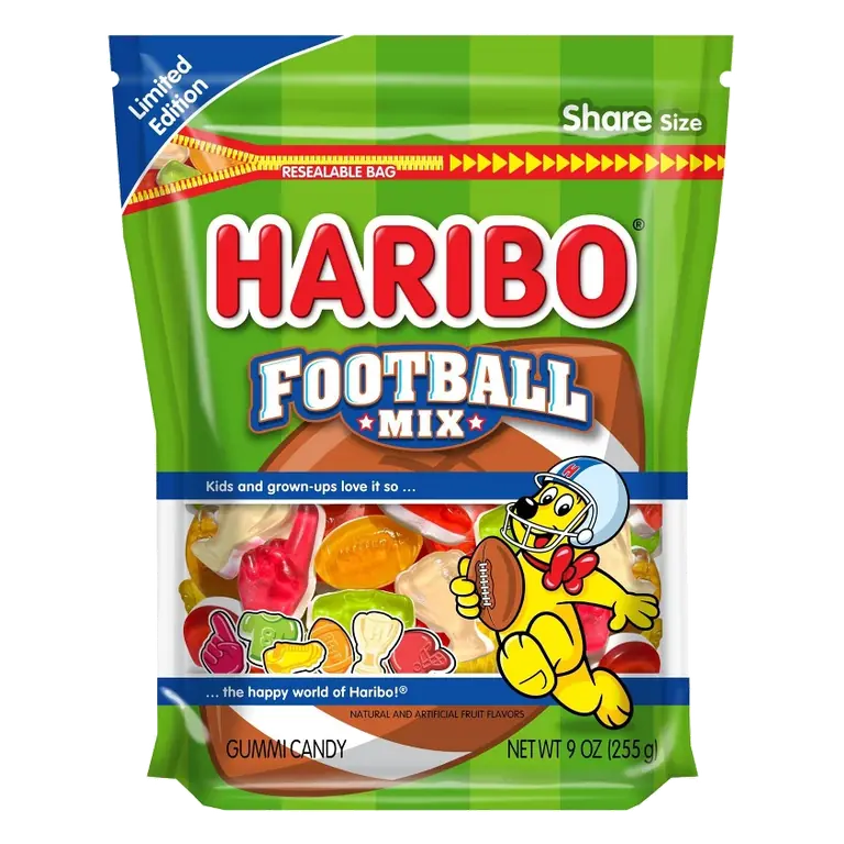 Haribo Football Mix Standup Bag Gummy Candy, 9oz