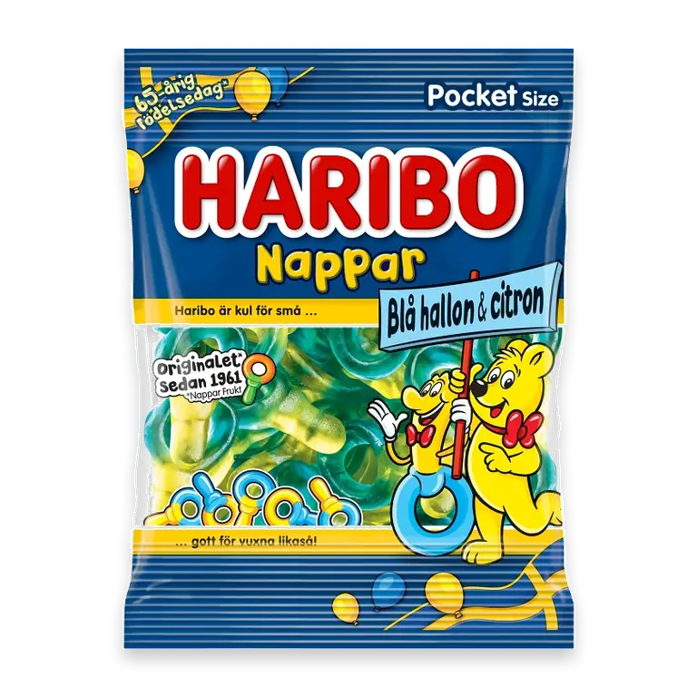 Godispåse Nappar Blå Hallon & Citron 80g