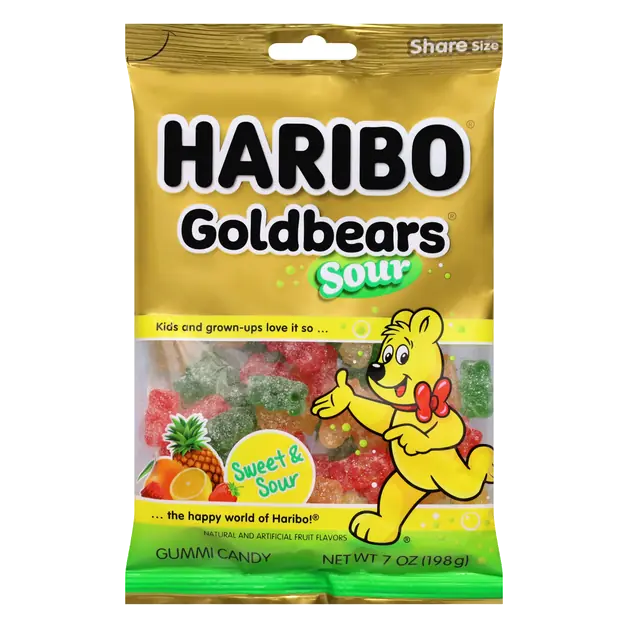 Goldbears Sour Gummi Bears Candy Share Size