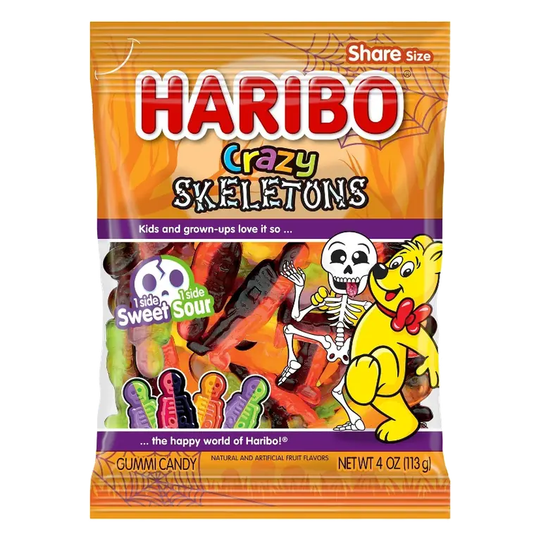 HARIBO Halloween Crazy Skeletons Gummy Candy, 4oz