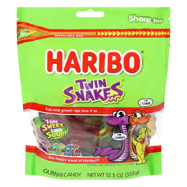 Twin Snakes Gummi Candy Share Size