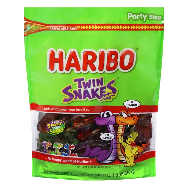 Twin Snakes Sweet & Sour Gummi Candy Party Size