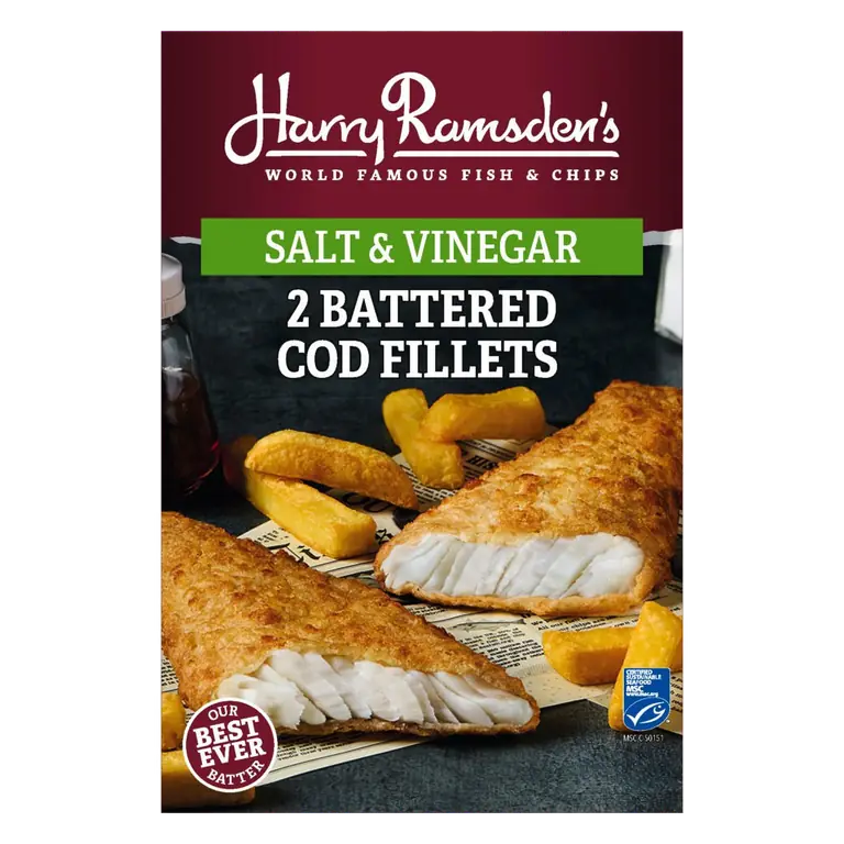 Harry Ramsden’s Salt & Vinegar 2 Battered Cod Fillets 300g