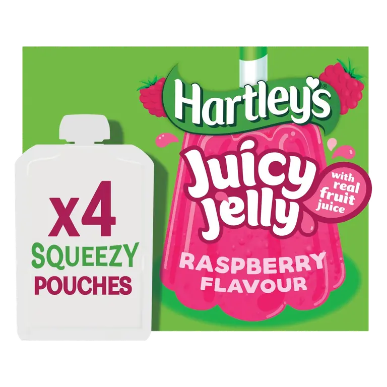 Raspberry Flavour Juice Jelly Pouches 4 x 90g (360g)