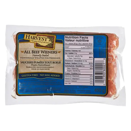 Gluten-Free No MSG Wieners All Beef 450 g