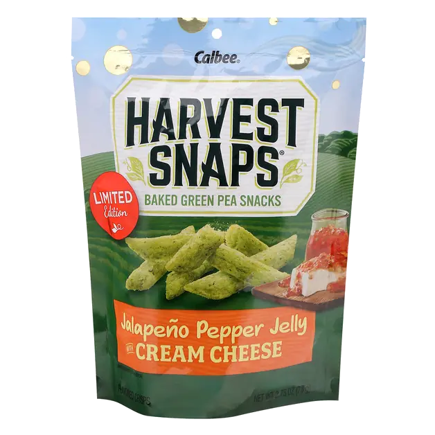 Harvest Snaps Jalapeno Pepper Jelly with Cream Cheese Baked Green Pea Snacks