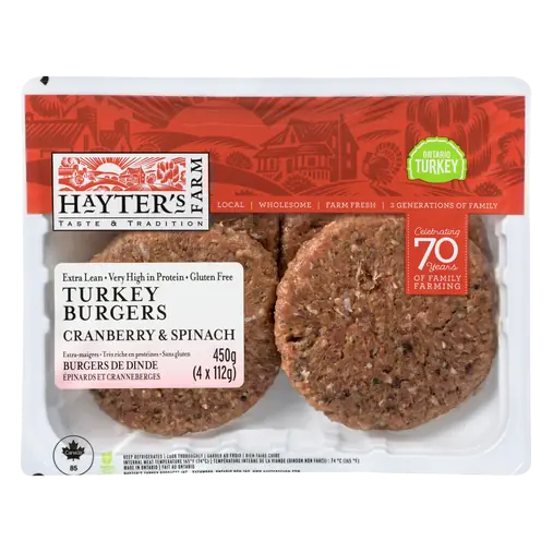 Turkey Burgers Spinach & Cranberry 4 x 112 g