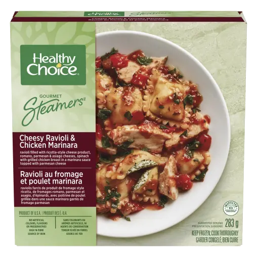 Gourmet Steamers Frozen Meal Cheesy Ravioli And Chicken Marinara 283 g