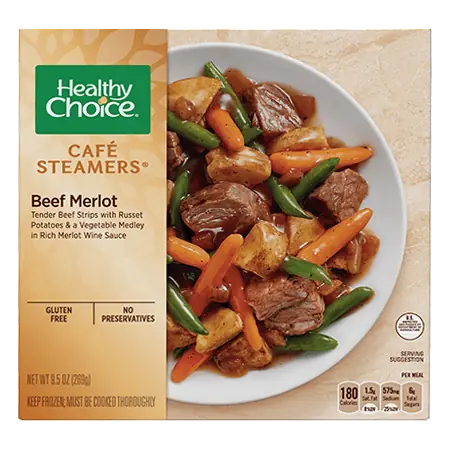 Gluten-Free Frozen Entree Gourmet Steamer Beef Merlot 269 g