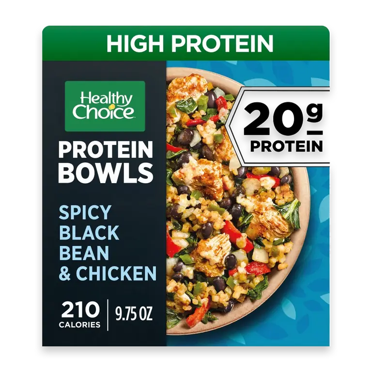 Protein Bowls Spicy Black Bean & Chicken, High-Protein Frozen Meal