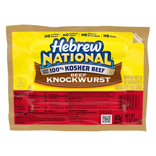 100% Kosher Beef Knockwurst - 4 ct