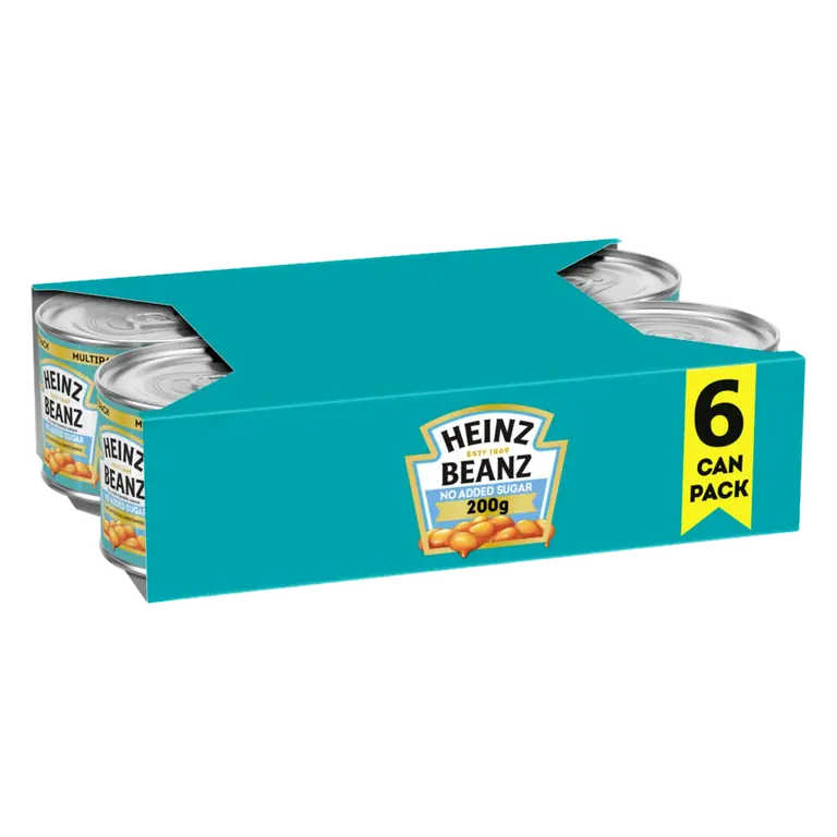 Baked Beans No Added Sugar in a Rich Tomato Sauce Great Value Pack 6x200g