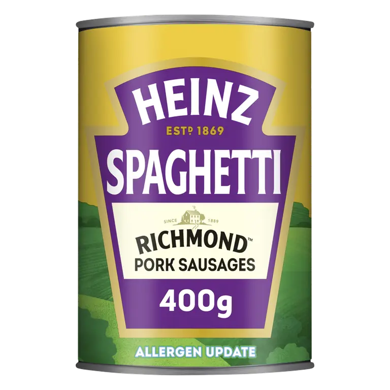 Heinz Spaghetti In a Rich Tomato Sauce With Richmond Pork Sausages 400g