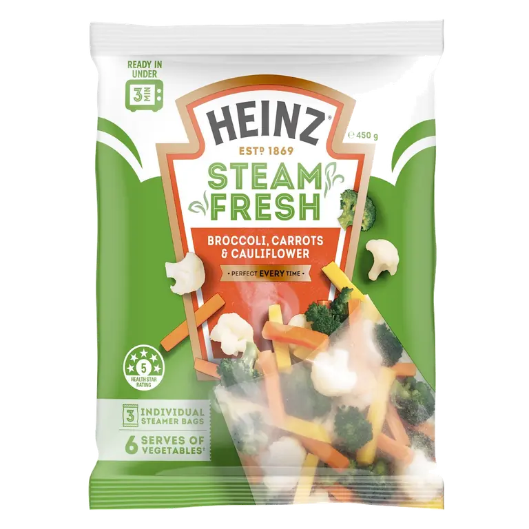 Steam Fresh Broccoli, Carrot & Cauliflower