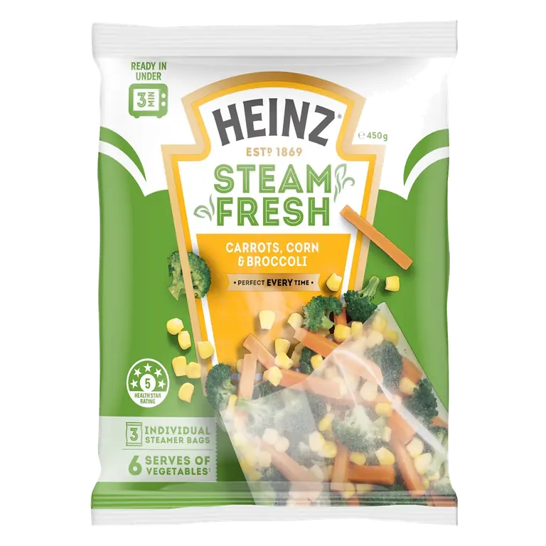 Steam Fresh Carrot Corn & Broccoli