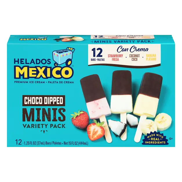 Mexico Con Crema Choco Dipped Minis Variety Ice Cream Bars - 12 ct