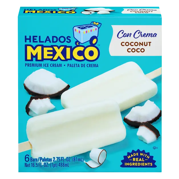 Mexico Con Crema Coconut Coco Ice Cream Bars - 6 ct