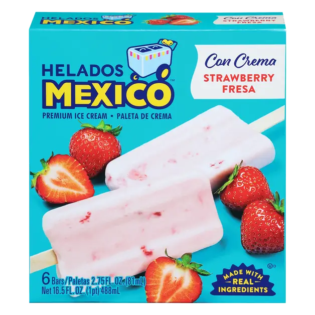 Mexico Con Crema Strawberry Fresa Ice Cream Bars - 6 ct