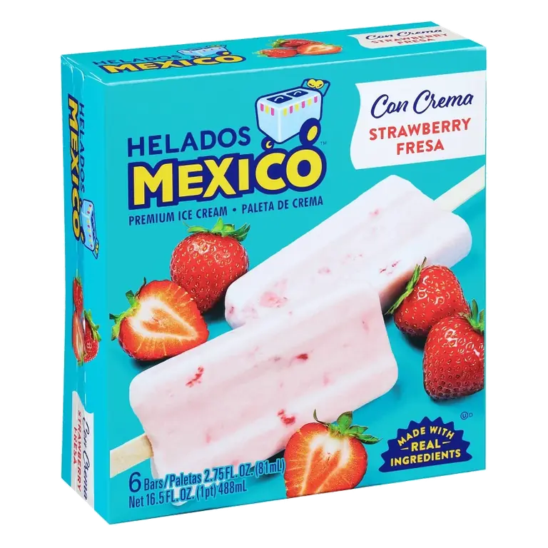 Helados Mexico Strawberry Cream Paletas, - 16.5 fl oz/6ct