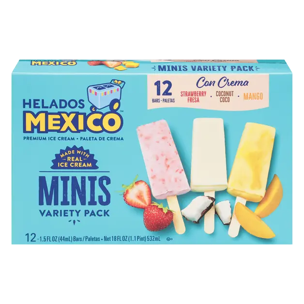 Mexico Minis Strawberry Mango Coconut Ice Cream Bars - 12 ct