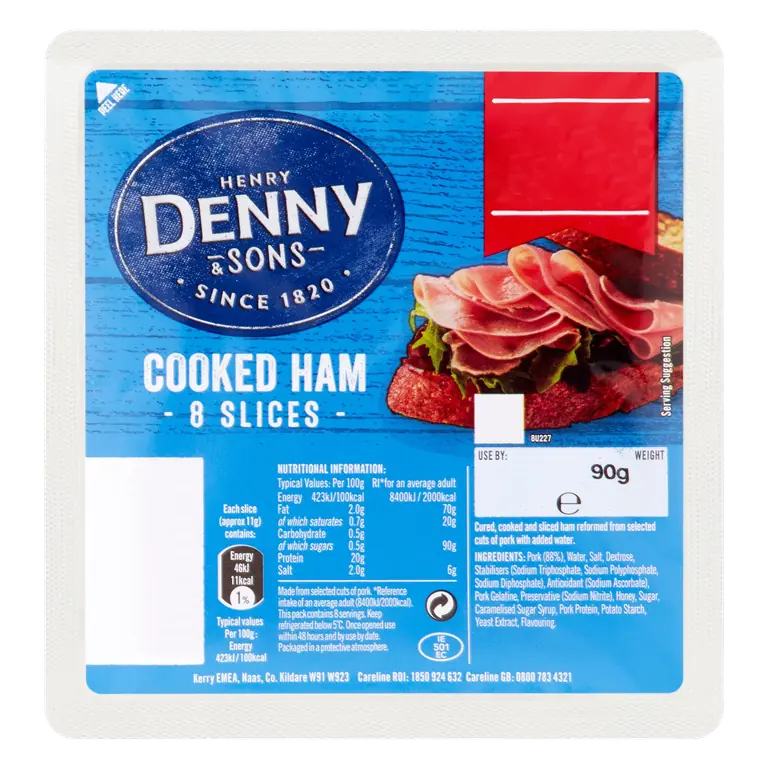 Henry Denny & Sons 8 Cooked Ham Slices 90g