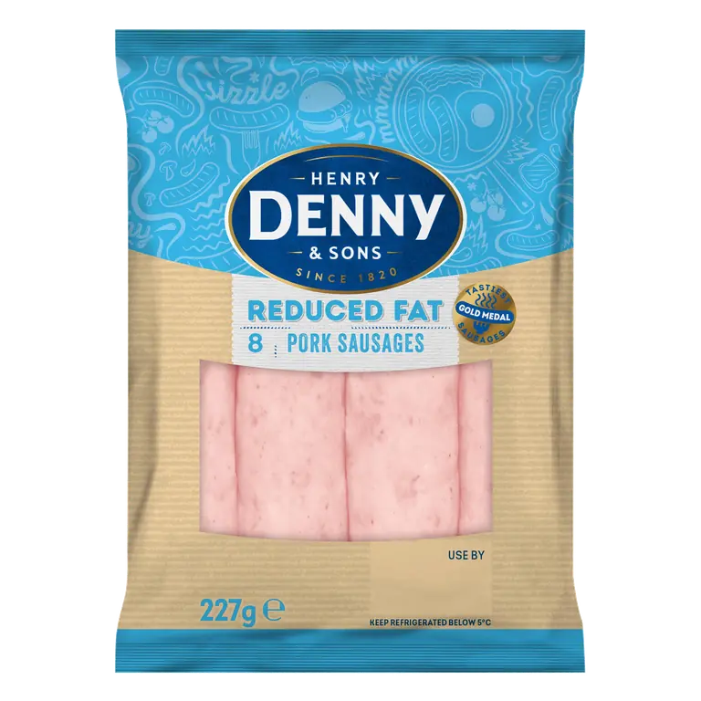 Henry Denny & Sons 8 Reduced Fat Pork Sausages 227g