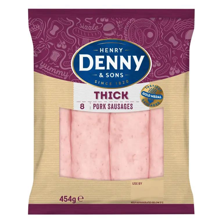 Henry Denny & Sons 8 Thick Pork Sausages 454g