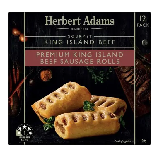Frozen King Island Frozen Beef Sausage Rolls 12 Pack