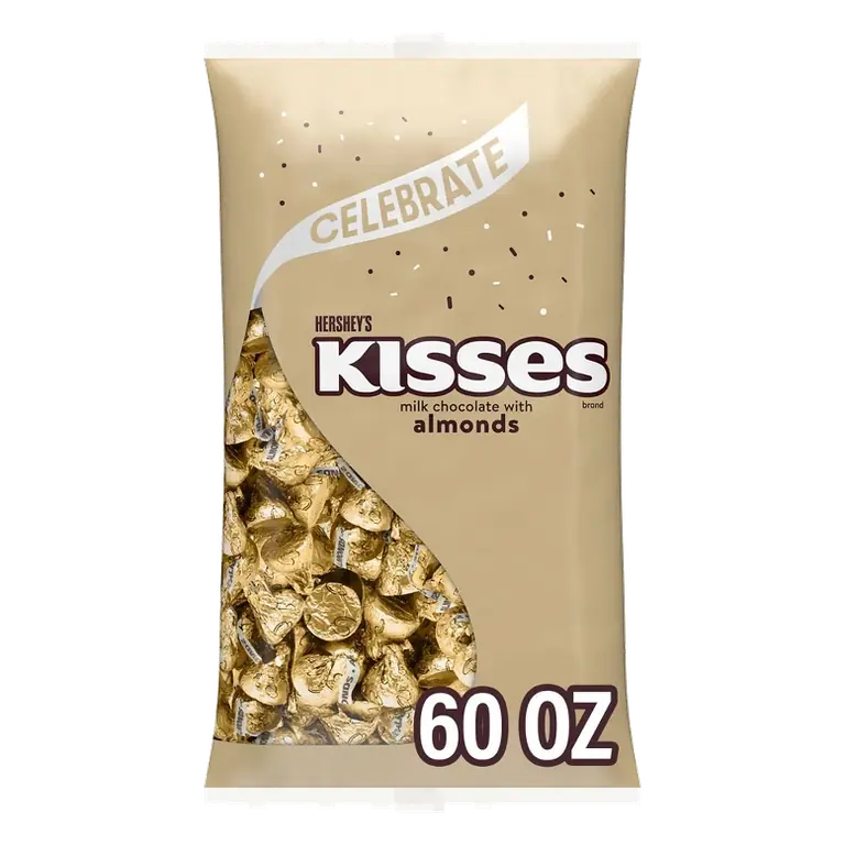 HERSHEY'S KISSES Milk Gold Chocolates with Almonds, 60oz