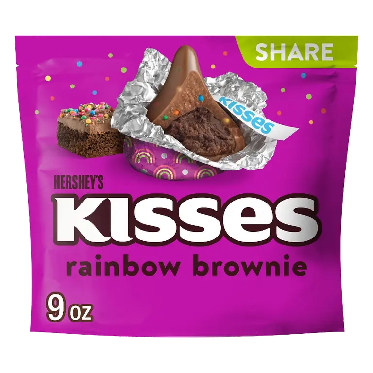 Hershey's Kisses Rainbow Brownie Flavored Share Bag Candy, 9oz