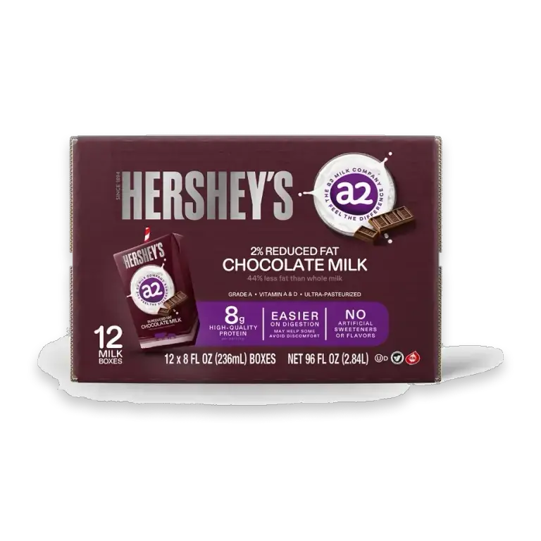 A2 2% Reduced Fat Chocolate Milk 12 - 8 fl oz Boxes