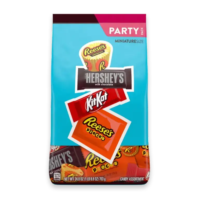 CHOC PKGD CANDY ASST PARTY PK: REESES PIECES, KIT KAT CRISP, HERSHEYS MINIATURES, REESES MINIATURES