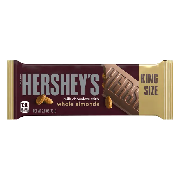 Milk Chocolate Candy Bar with Whole Almonds King Size