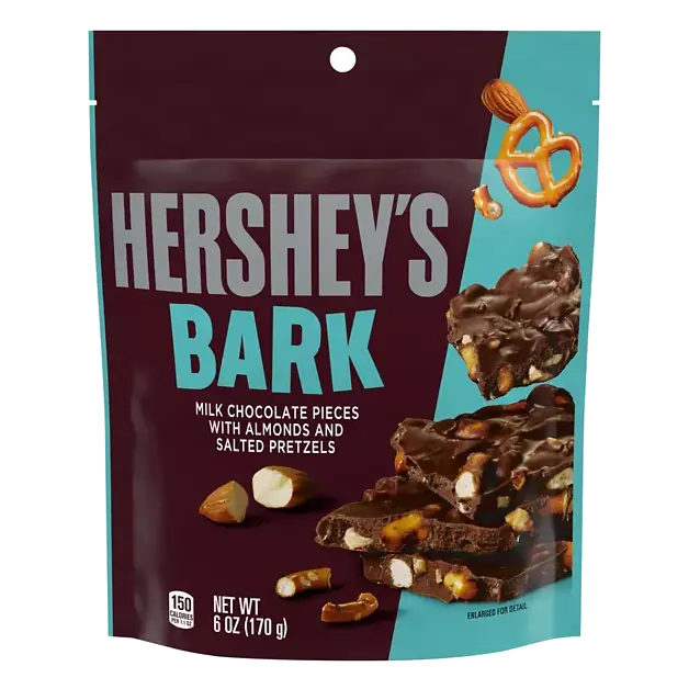 Milk Chocolate Pieces, with Almonds and Salted Pretzels, Bark