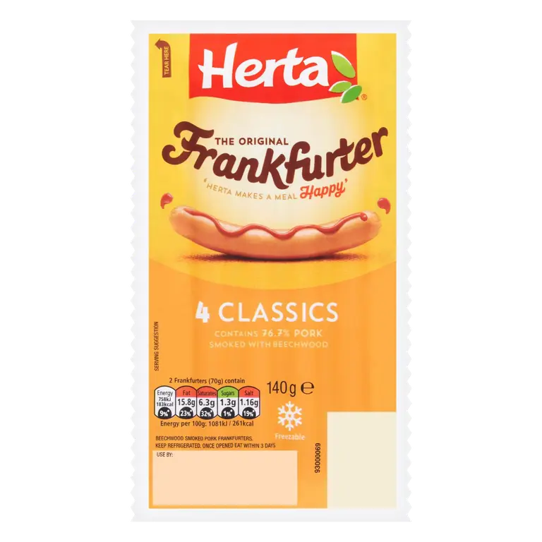 Frankfurter Hot Dogs x4 140g