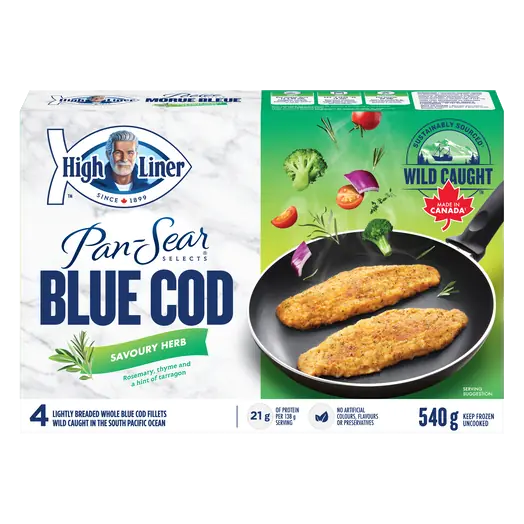 Frozen Pan Seared Savoury Herb Breaded Cod 4 Fillets 540 g