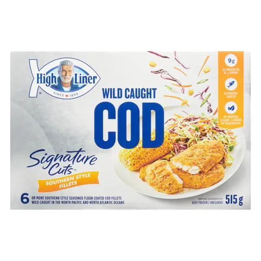 Signature Frozen Cuts Cod Fillets Southern Style 6+ Fillets 515 g